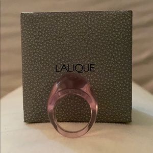 Lalique Crystal Cabochon Ring, Pink